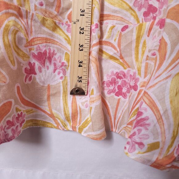 J Mclaughlin Linen Dress Medium Floral Beach Getaway Popover - Picture 6 of 11